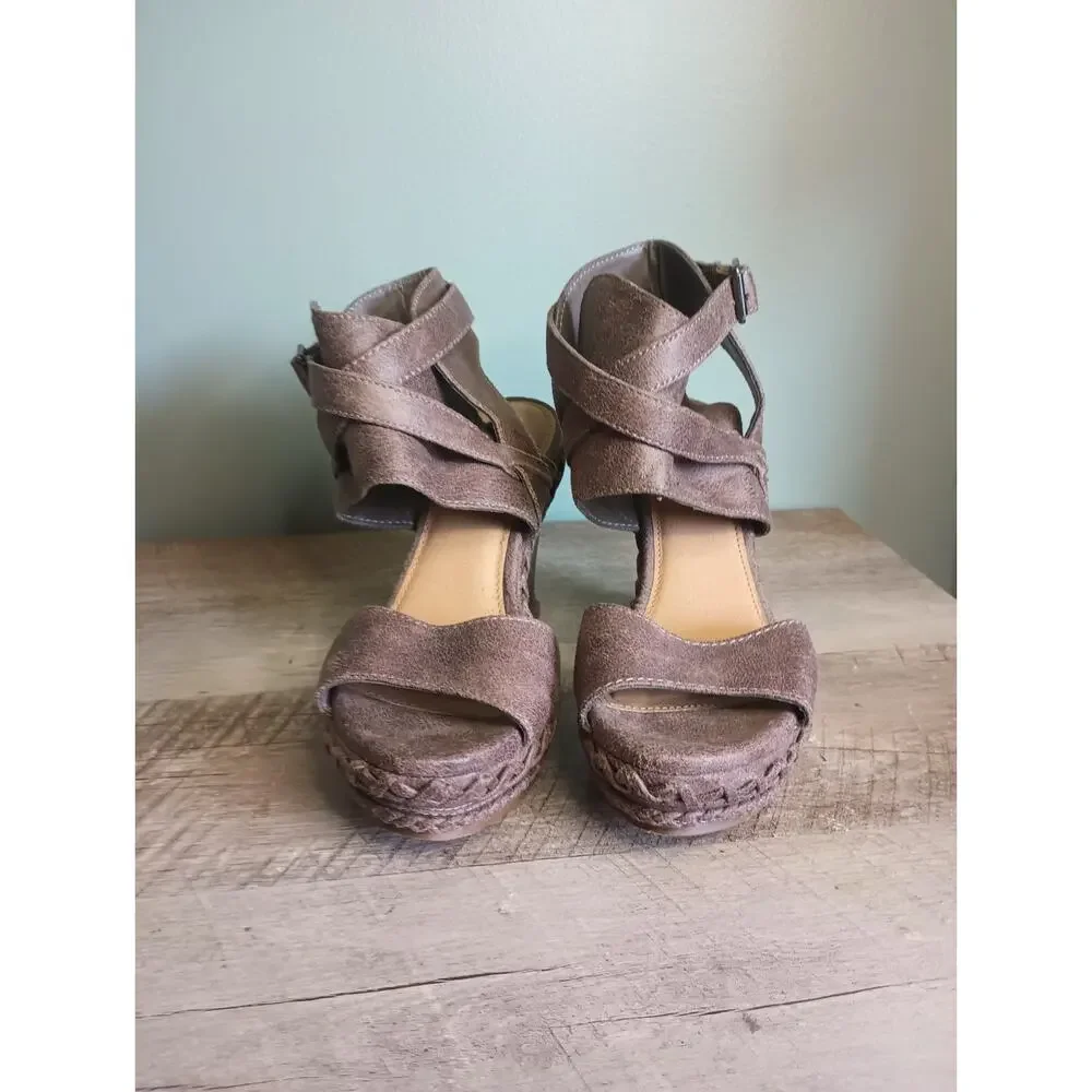 Not Rated Womens Boho Fairy Grunge Wedge Sandals 7.5 Ankle Strap Festival Y2K